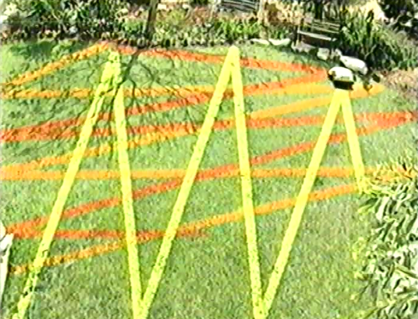 Showing the cut pattern the robomow takes when cutting a lawn.